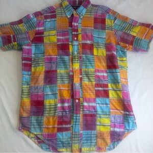 Rare VTG Ralph Lauren Madras Plaid Check Classic Fit Polo Shirt 90's style